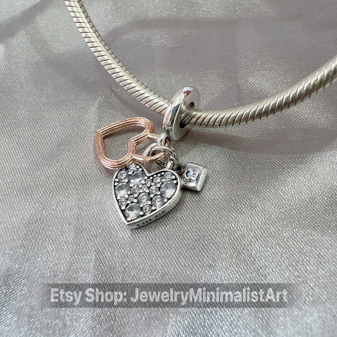 2022 New Heart Padlock Double Dangle Charm Fits All Pandora Etsy