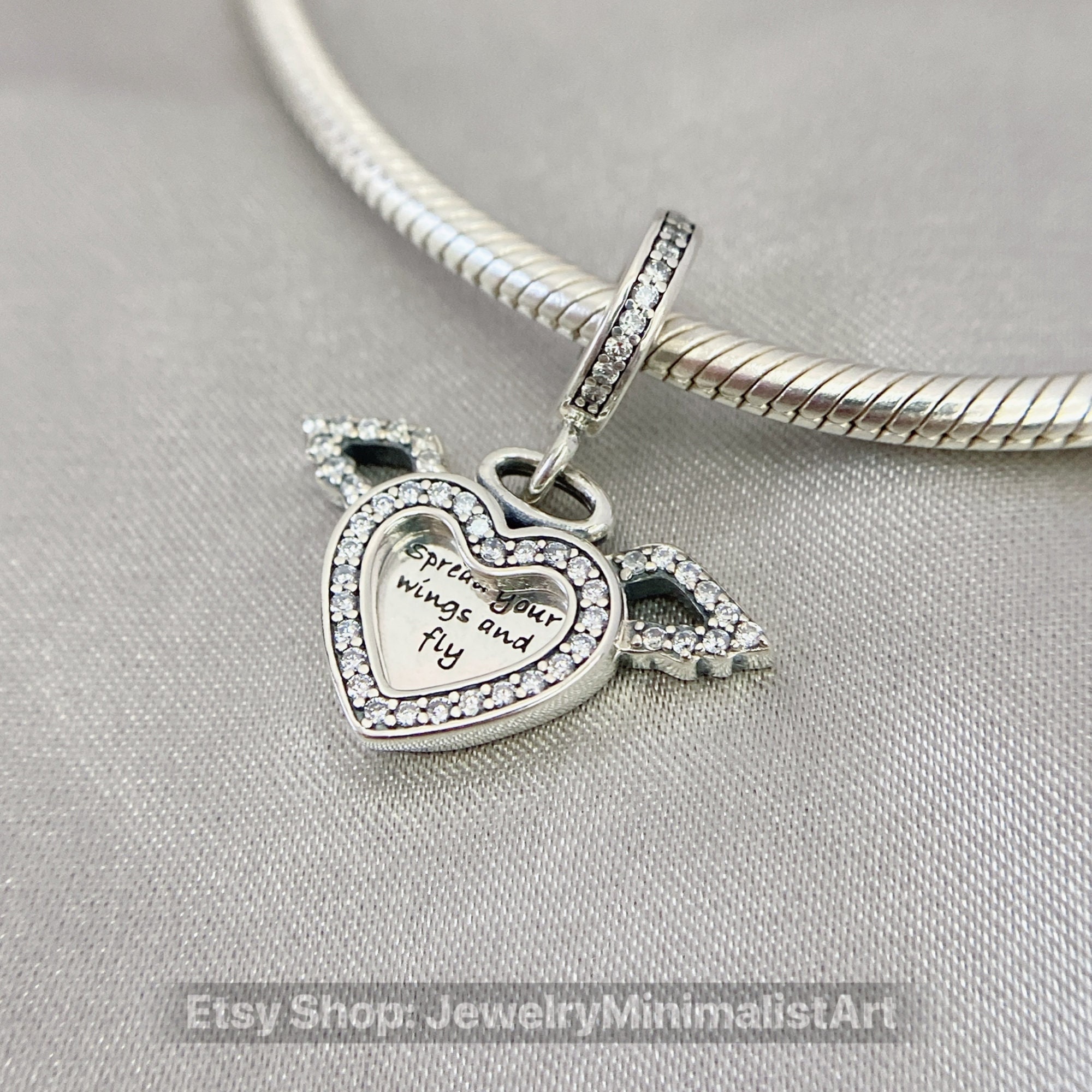 Angel Wings Dangle Charm Fits 