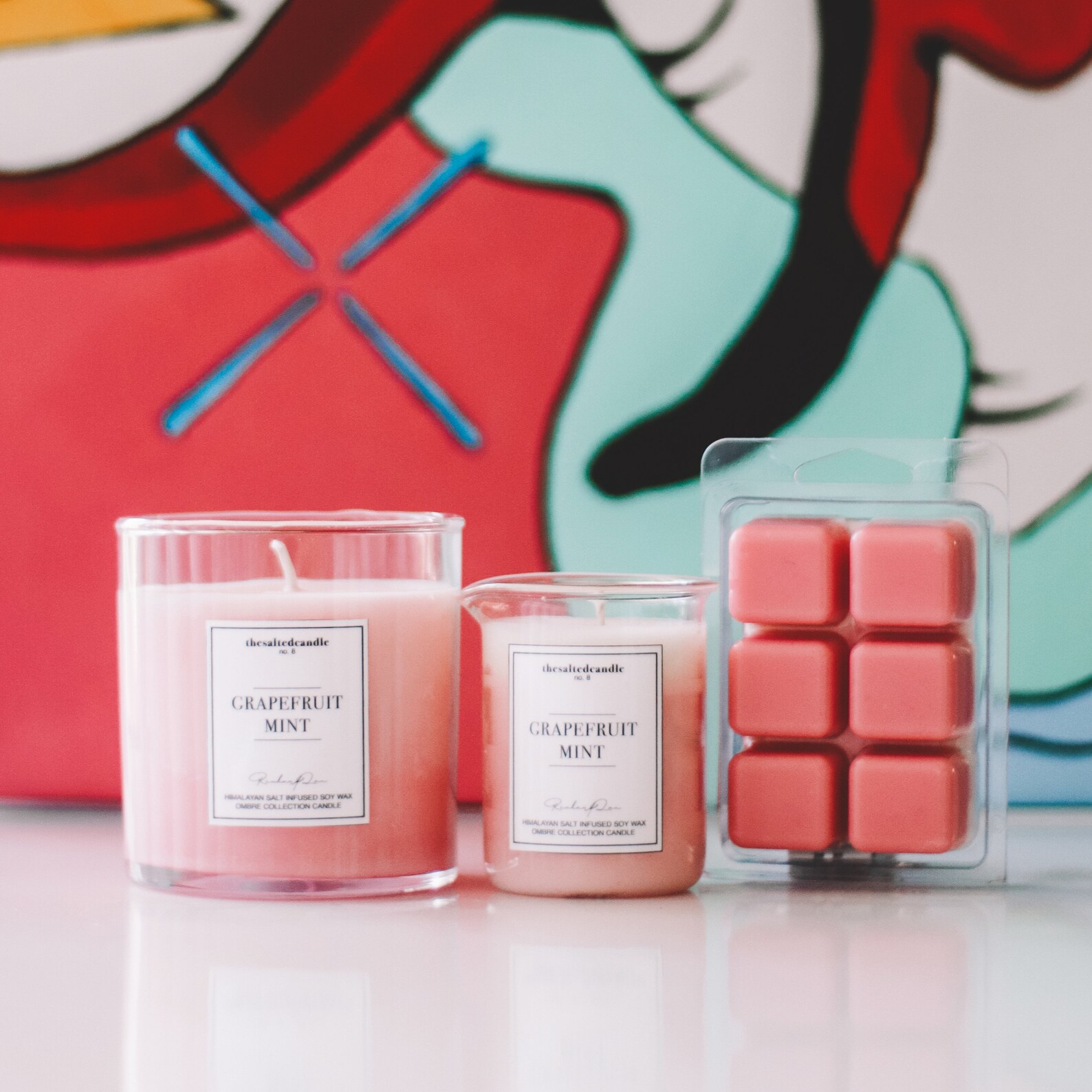 Grapefruit Mint 8oz Candle 100 Natural Soy Himalayan Pink Etsy Nederland