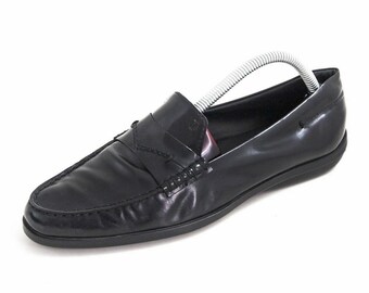 Tod's Slip Ons Size 40 black Leather mocasines de cuero negro Zapatos Zapatos para mujer Zapatos sin cordones Mocasines mocasines made in Italy Vintage ladies Tod's black Tods 40 mocasines de cuero 