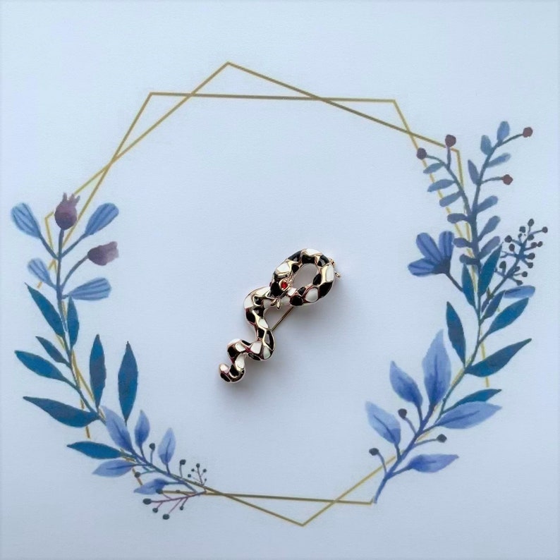 Black and white snake brooch pin broach mothers day gift
