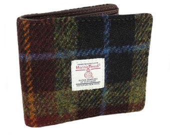 HARRIS TWEED Mull Gents Wallet in Rust Check , Woven in Scotland, Tartan, Outlander, Harris Tweed Wallet, Plaid Wallet