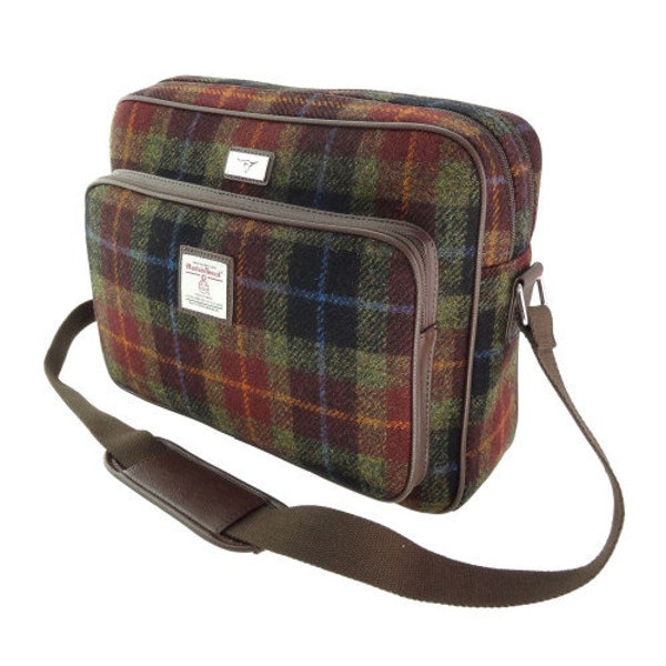 Harris Tweed "Bowmont" Large Messenger Bag in Rust Check  , Genuine Tweed, Hand woven wool, Tweed Laptop Bag, Messenger Bag