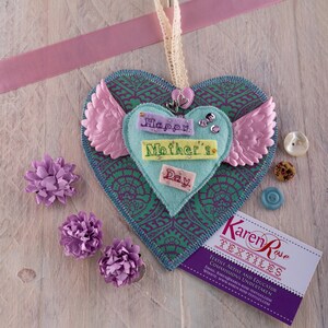 Mother&#39;s day handcrafted silk decorative heart gift with a personalised message.