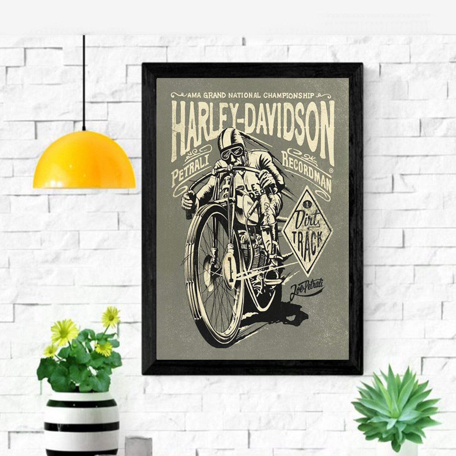Harley Davidson Vintage Motorcycle Poster wall Art home Etsy
