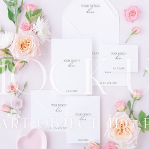 Invitation suite mockup, stationery flatlay, flat lay photography for stationers, Photoshop smart objects {Tenderness 9}