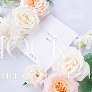Peach and Ivory Floral Mockup | Wedding Invitation Display{Warmth 11}