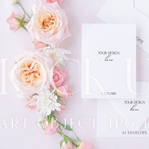Wedding Stationery Mockup | Soft Pink Rose Flat Lay {Tenderness 7}