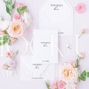Elegant Floral Mockup | Pink and Ivory Rose Flat Lay {Tenderness 10}