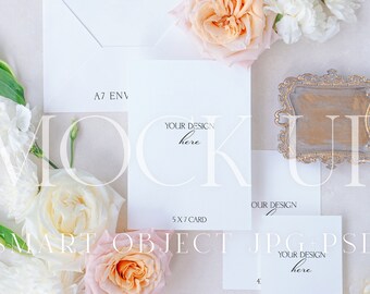 Floral Wedding Mockup | Invitation Suite Flat Lay {Warmth 7}