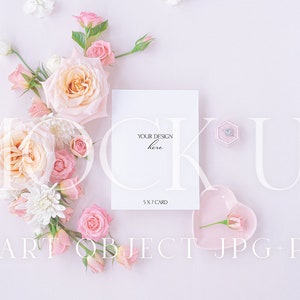 Romantic Rose Mockup | Elegant Stationery Flat Lay {Tenderness 4}