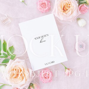 Soft Rose Wedding Mockup | Flat Lay Card Template {Tenderness 12}