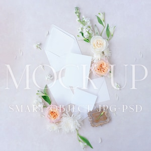 Romantic Wedding Mockup | Peach and Greenery Flat Lay {Warmth 9}