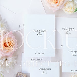 Peach and Ivory Rose Mockup | Wedding Invitation Display {Warmth 5}