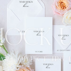 Soft Peach Rose Mockup | Wedding Stationery Flat Lay {Warmth 4}