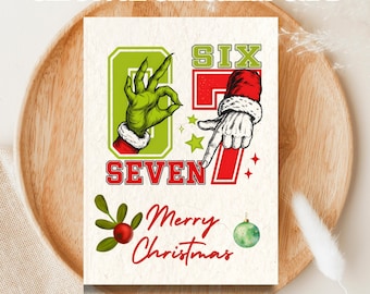 Six Seven Christmas Card, Trending Meme Card, 6 7 xmas Card Print Ready Digital Download