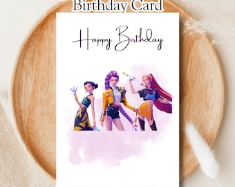 K-pop Birthday Card | Anime Printable Greeting Card | Digital