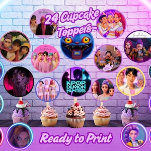 K-Pop Inspired Cupcake Topper · Printable Digital Download · Birthday Party Decor · Anime Idol Style · Ready to Print