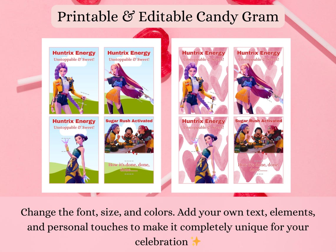 Editable Kpop Candy Gram Printable | Canva Template Treat Card | Kids ...