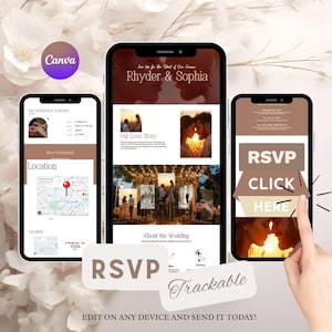 Digital Wedding Invitation with RSVP page, Editable Invitation, Online Website Invitation for Guests Digital Wedding Invite Canva Template