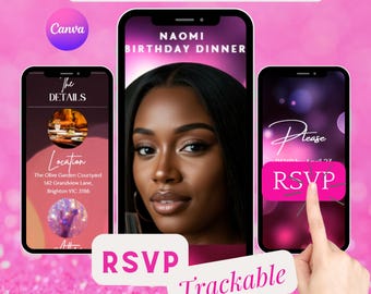 Editable Birthday Party Web Invitation: Trackable RSVP, Digital Evite
