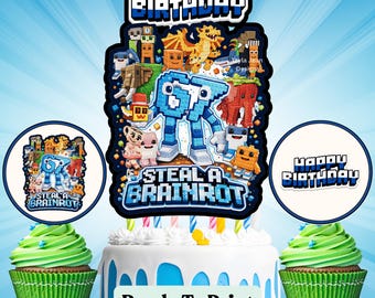 Six Seven 67 Brainrot Birthday Topper Characters Kids Gaming Party Decor,Funny Six Seven 67, Ice Cream Drip 67, Meme 67 Digital Download