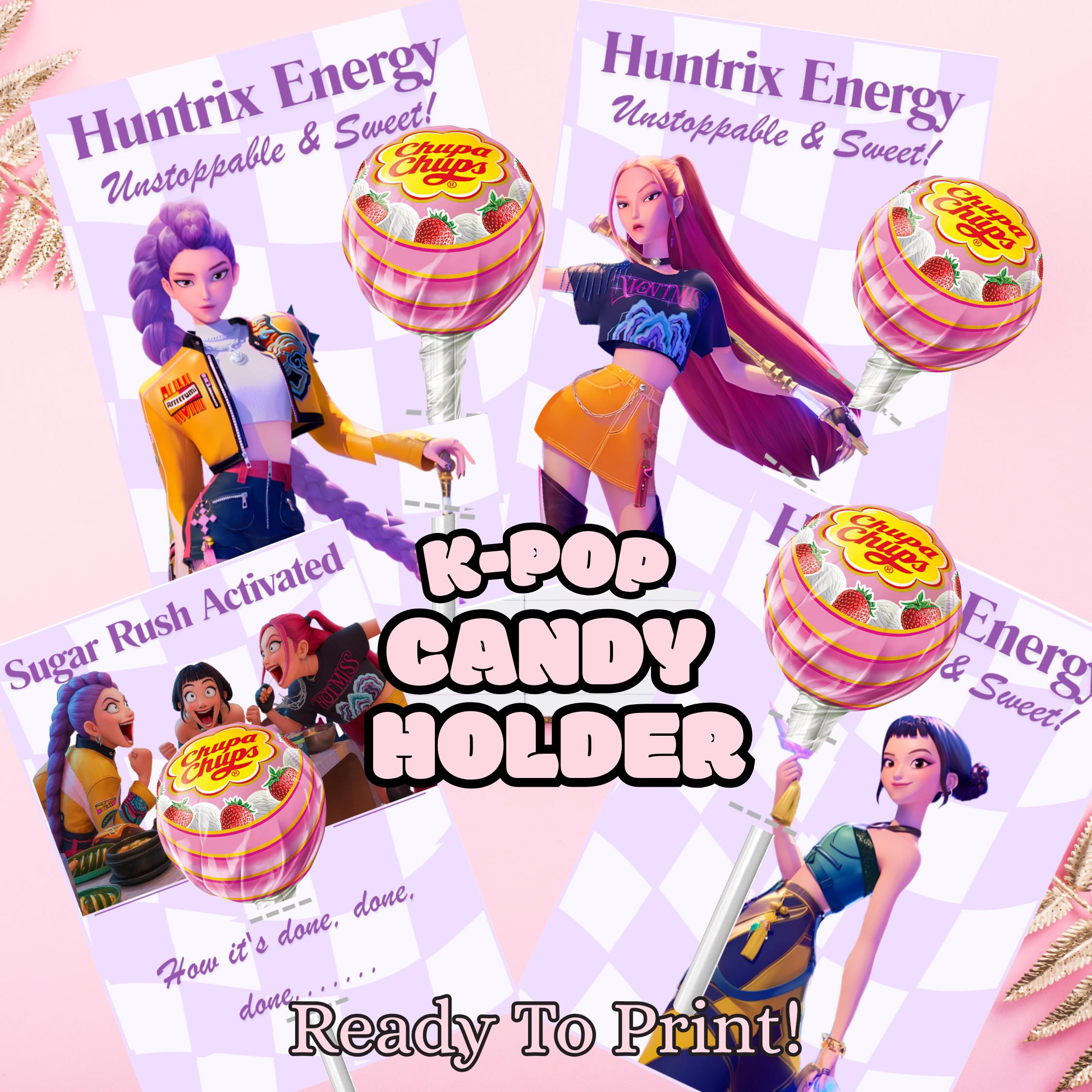 K-pop Anime Lollipop Holder | Printable Candy Gram Card | Instant