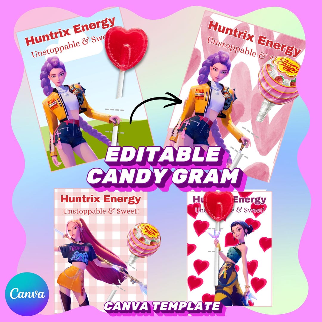 Editable Kpop Candy Gram Printable | Canva Template Treat Card | Kids ...
