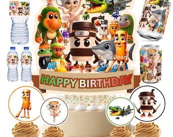 Meme 67 Brainrot Birthday Bundle, 6 7 Party Decor Cake topper Soda Labels Water labels Cupcake Topper Party Printable (Digital Downloads)