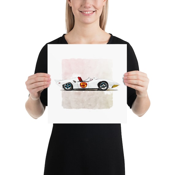 Speed Racer Mach 5 Watercolor Art Print 