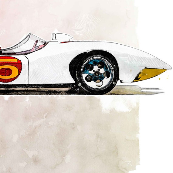 Buy Speed Racer Mach 5 Watercolor Art Print Online in India 