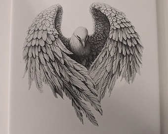 Dove art on tile. Etching.