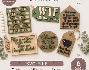 Funny Tiered Tray SVG Bundle | Farmhouse Laser Cut Files | Glowforge SVG | xTool | LightBurn | Funny Home Decor | Digital Download