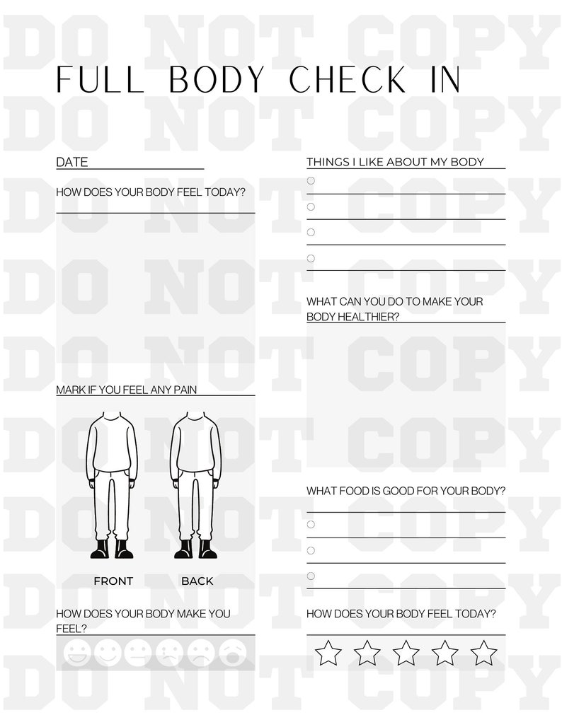 Full Body Check-in Journal Template - Etsy