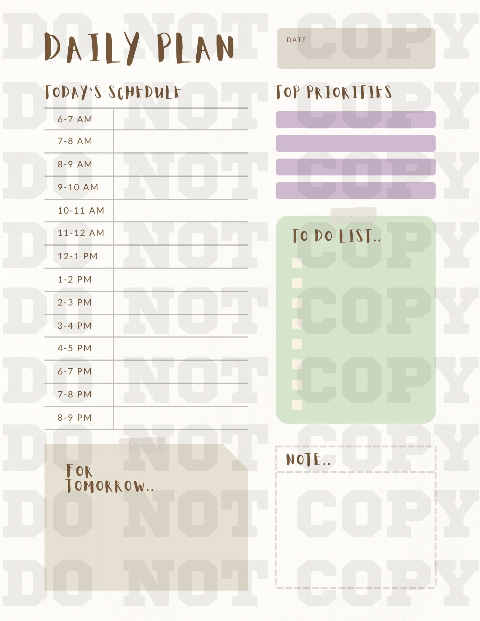 Daily Planner Journal Template - Etsy