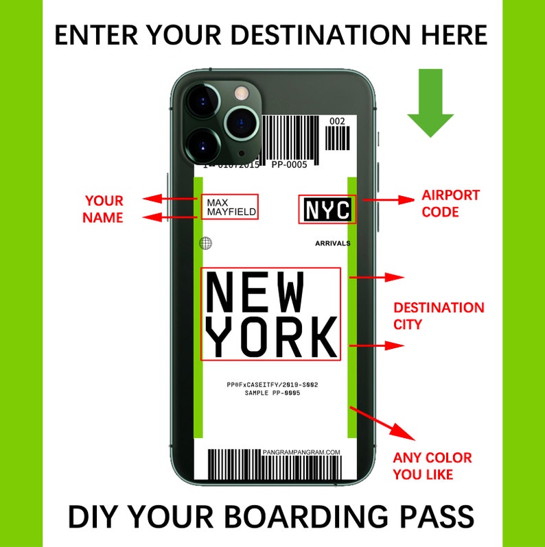 CUSTOMIZED Flight Boarding Pass iPhone Case Android Phone Case for Samsung Huawei