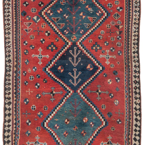 Antique Tribal Rug, Nomadic Rug, Antique Rug, Anatolian rug, Unique Rug, Red Bluish Green Rug, Kitchen rug, hand-knotted rug, Bohemian rug