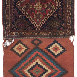 Vintage Bag Face Antique Hand Knotted Rug | Home Décor Rug, Circa: 1910, 4 x 2 Ft.