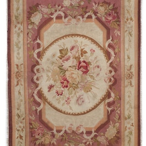 Antique French Aubusson Tapestry, French Aubusson, Decorative Art, Floral Design, Home Décor, Vintage Tapestry, European Art, Size7&#39;7&quot;x 4&#39;6&quot;