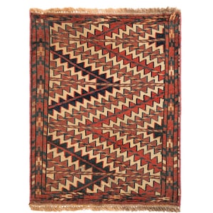 Antique Caucasian Yamood Bag Face Rug 1'10" x 1'6"