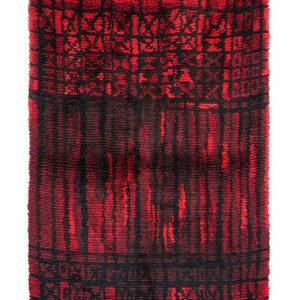 Vintage Rug, Rya Rug, Finnish Ryijy, Taysikuu Full Moon, Wool Rug, Decorative Rug, Geometrical Rug, 6&#39;2&quot; X 4&#39;1&quot;