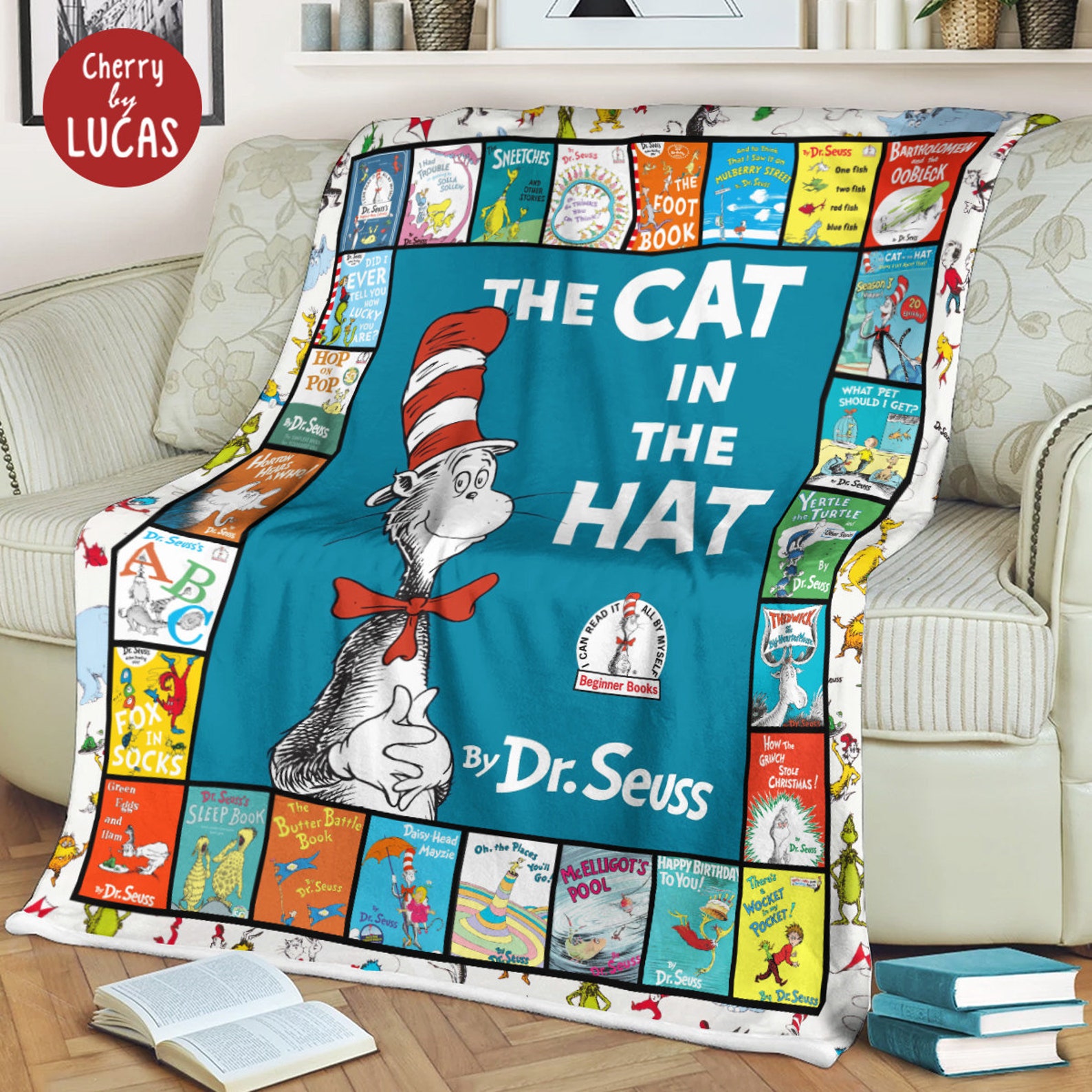 Dr. Seuss The Cat in The Hat Fleece Blanket Dr. Seuss Etsy