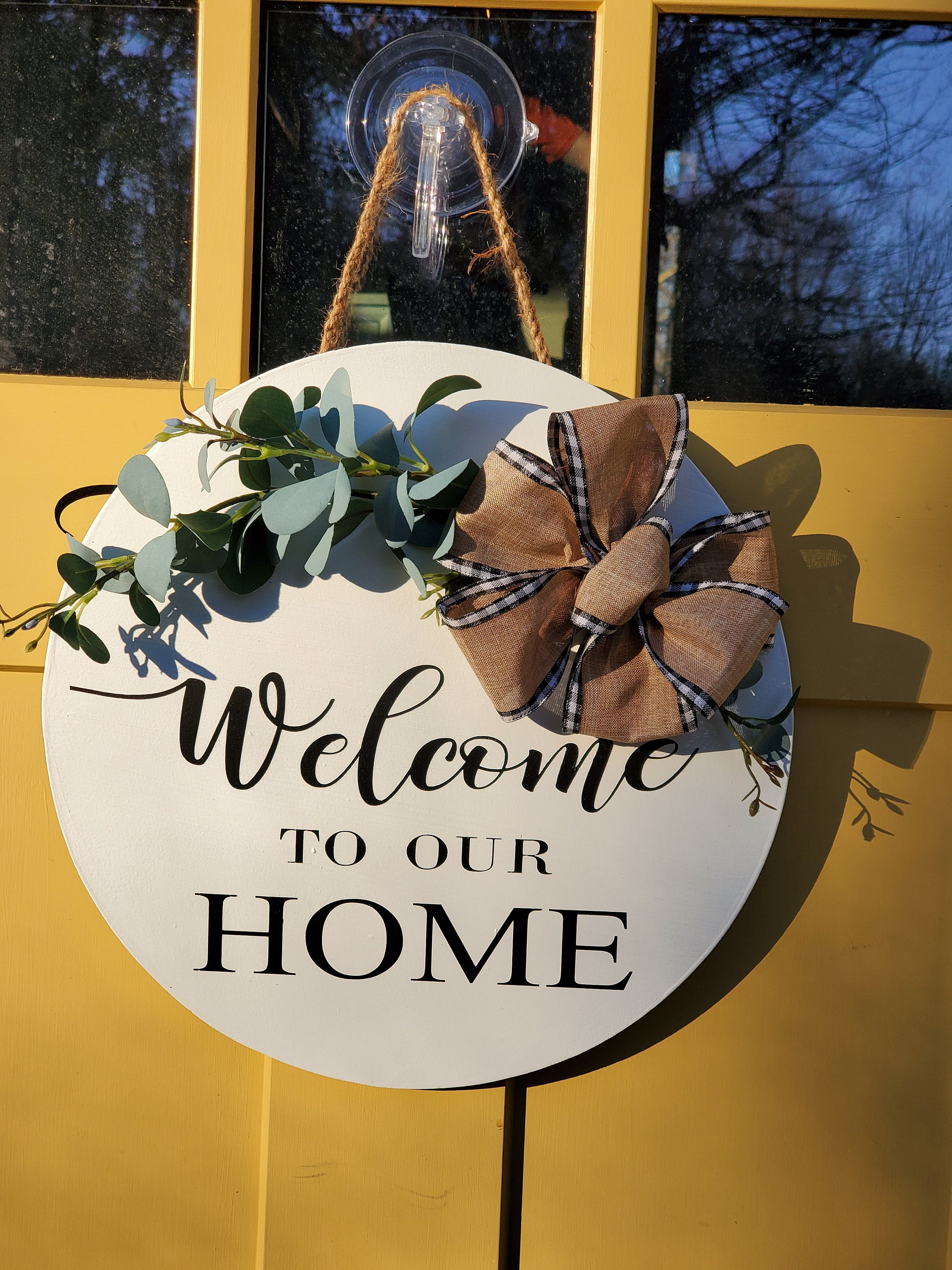 Welcome to Our Home Door Hanger Wood Sign. Front Door Sign | Etsy