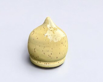Rose ball; garden tip, flower bed plug made of ceramic, yellow 9 cm
