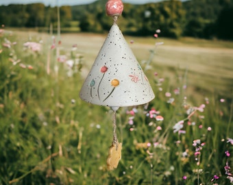 Windspiel, Glöckchen aus Keramik, Natur/bunt