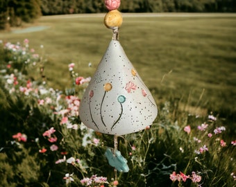 Carillon éolien, cloche en céramique, naturel/coloré