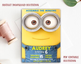 Minion Invitation Etsy Minion Invitation Etsy