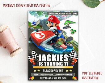 Mario Kart Birthday Invitation Etsy