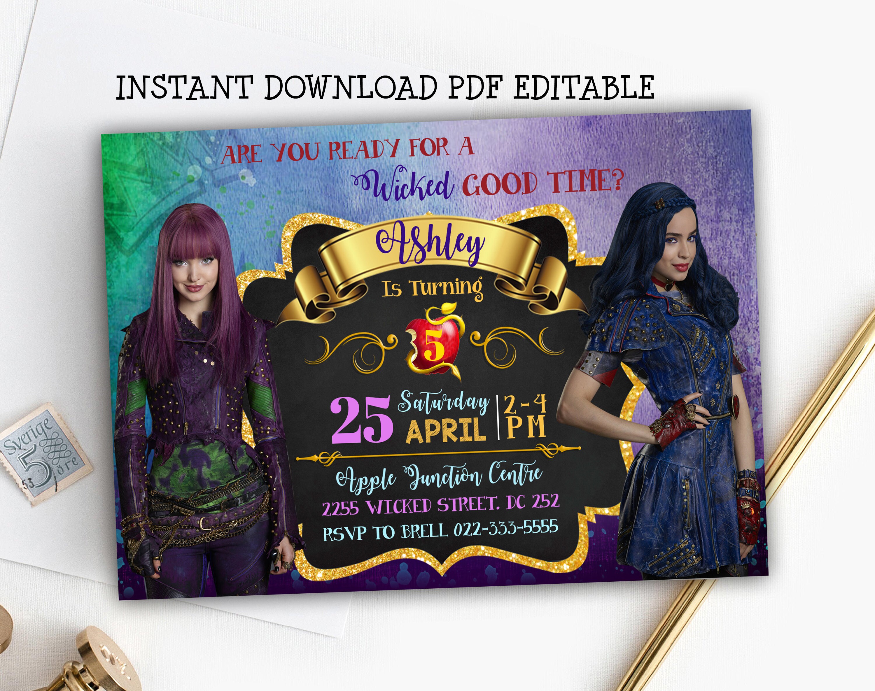 Instant Download Descendants Invite Descendants Birthday | Etsy