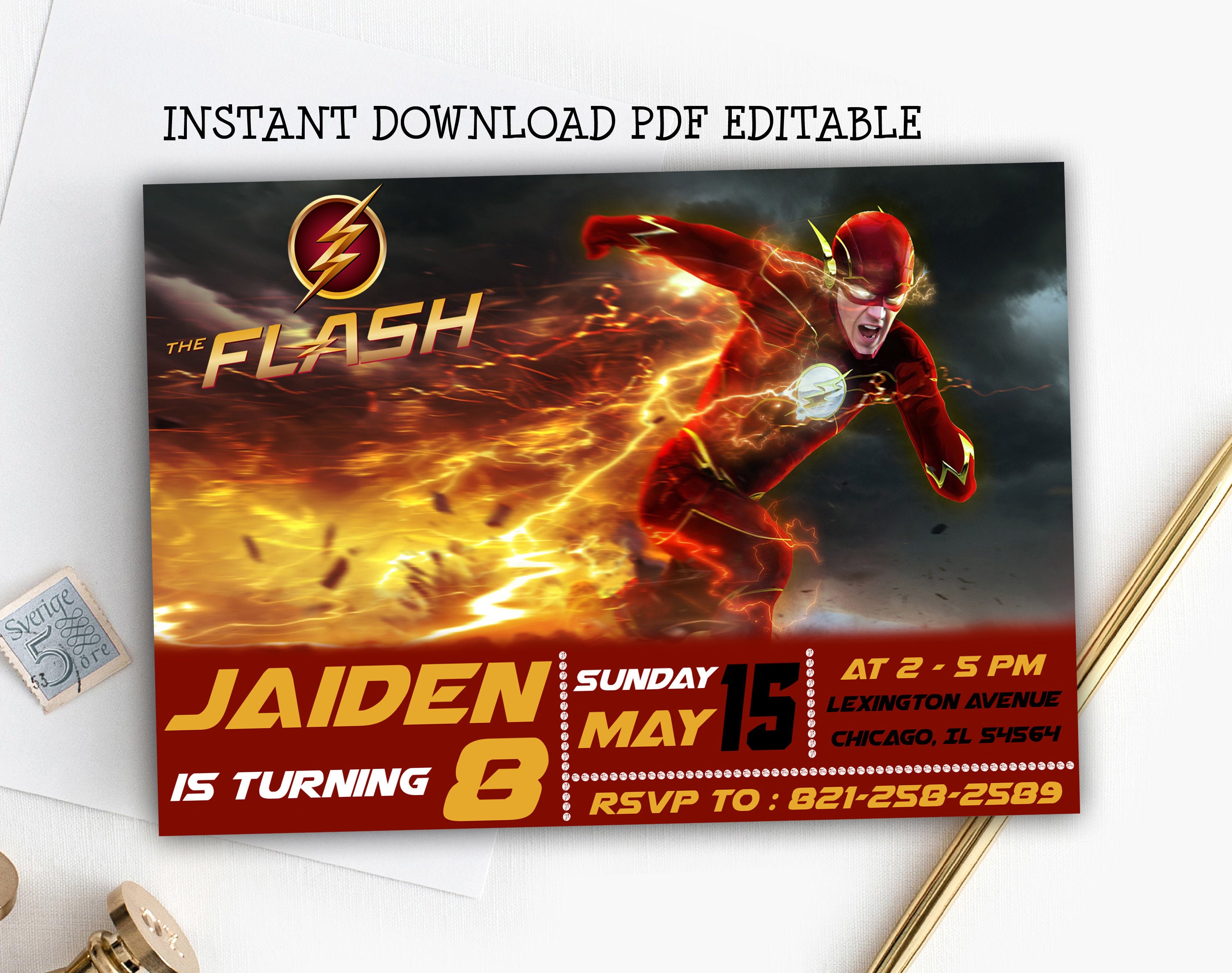 Instant Download The Flash Invitation The Flash Birthday | Etsy